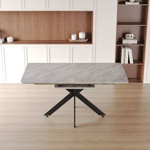 Tavolo da Pranzo Moderno Stile Mid-Century Estensibile da 62,4'' a 78,15'' Grigio, Tavolo da Cucina Molto Grande per Sala da Pranzo, Feste e Conferenze - Product Image 4