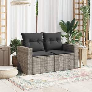 Sofá de Jardín de Ratán PE Gris con Patas Ajustables Medianas, Muebles de Exterior Cómodos y Elegantes - Product Image 3