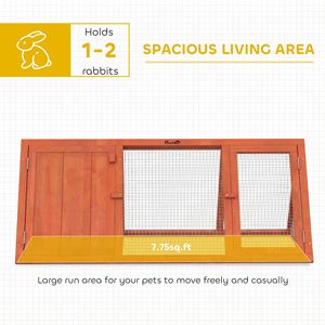 Outdoor Wooden Guinea Pig Hutch with Run and Doors <b>Rabbit</b> & Small Animal House Medium Size <b>Caged</b> Carrier for Ducks Chickens - Product Image 4