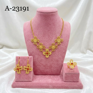 Elegante Juego de Collar Gargantilla Floral Chapado en Oro con Pendientes a Juego para Bodas y Fiestas - Modelo 23189 - Product Image 5