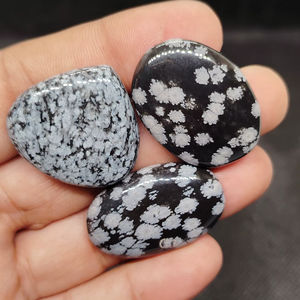 Cabujón de Obsidiana Natural Auténtica Más Vendido, Piedras Preciosas Blancas y Negras 100% Genuinas para Joyería, ¡Compre Ahora! - Product Image 1