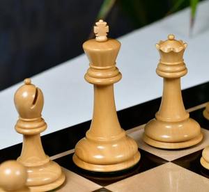 <b>Vintage</b> 1915-1925 Nimzovich Staunton <b>Chess</b> <b>Set</b> Ebony And Boxwood Pieces 3.75 King with King Side Stamping At Best Price - Product Image 1