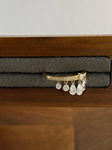 Bague pendante en diamant de laboratoire personnalisé, forme poire, avec franges de diamants, bijoux de luxe, fabricant de joaillerie fine - Product Image 2