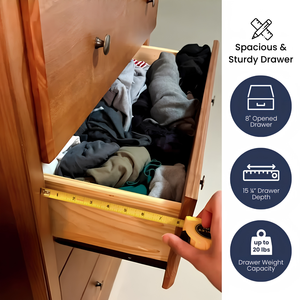 Modern 5-Drawer Solid Oak Wooden <b>Chest</b> <b>Storage</b> Cabinet with Eco-Friendly Design Durable Construction for Bedroom Furniture - Product Image 5