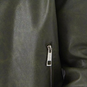 Men's Olive Green Cowhide Leather Moto Jacket Turn down Collar Zipper Closure Regular Fit Autumn Wear Genuine Soft Napa Leather - Product Image 4
