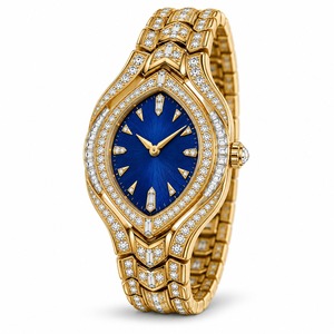 Luxury Women's Oval <b>Diamond</b> <b>Watch</b> Yellow Gold Case Analog Quartz Band - Product Image 5