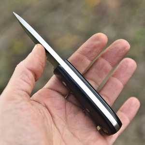 Drop Point Camping <b>Knife</b> High Carbon Steel Blade Bull Horn <b>Handle</b> Leather Sheath Outdoor Survival Tactical Fixed Blade EDC <b>Knife</b> - Product Image 6