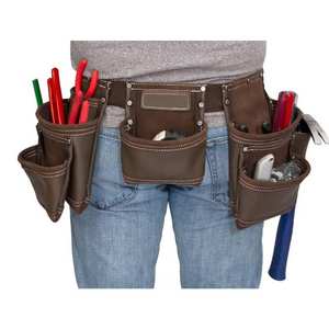 Customizable Heavy Duty Genuine Cowhide Leather <b>Tool</b> Belt Waist Wrapping <b>Kit</b> Multifunctional Double Side Support <b>Bag</b> <b>Tool</b> <b>Bags</b> - Product Image 4
