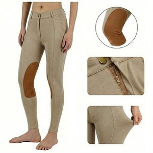 Women's High Waist Equestrian Riding Pants Full Length Solid Color With Knee Patches Four-Way Stretch Spandex Nylon Material - Product Image 2