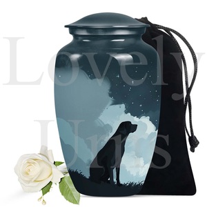 Urna de cremación para mascotas, diseño de perro negro, nube azul, noche estrellada, urna conmemorativa, recuerdo de cenizas de mascotas, regalo decorativo de recuerdo - Product Image 2