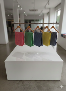 Tissu Popeline de Coton Peigné Léger, Respirant, Absorbant l'Humidité, Biologique, Écologique, Imprimé Multi-Blocs de Couleurs - Product Image 2