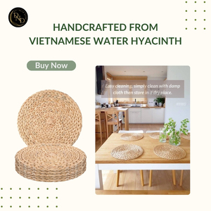 Set de table rond artisanal en jacinthe d'eau naturelle de qualité supérieure, style bohème, 10 mm d'épaisseur, écologique - Product Image 5