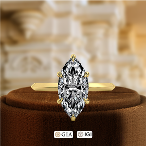 Bague de Mariage en Diamant de Laboratoire Taille Marquise 1cCT, Bague de Mariage en Or 14K avec Halo Caché, Bague Solitaire de Mariage, Bague Vintage - Product Image 2