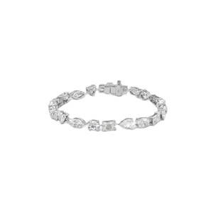 Pulsera de tenis de oro macizo de 10K, 14K, 18K con esmeraldas y diamantes de laboratorio de corte redondo y en forma de pera, certificada por IGI, joyería fina nupcial - Product Image 3