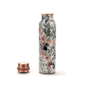 Proveedor de artículos para bebidas de primera calidad, botella de agua de cobre con diseño floral, termo portátil de viaje con tapa - Product Image 4