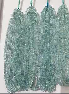 Perles d'aquamarine naturelle de qualité supérieure, forme rondelle, 4 mm-10 mm, pierres précieuses de pierre de soleil, pierres précieuses en vrac, prix de gros disponible. - Product Image 2