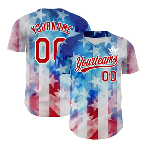 Maillot de baseball personnalisé avec drapeau américain, unisexe, adulte, manches courtes, polyester sublimé, évacuation de l'humidité, uniforme d'équipe personnalisé - Product Image 5