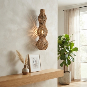 Symmetrical Southwestern Design <b>Square</b> Wall Hanging Decor Woven Seagrass Eco-Friendly Indoor Outdoor Home Interior Accessory - Product Image 2