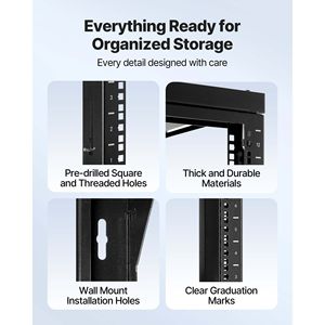 12U Wall Mount Server Rack Open <b>Frame</b> Network Rack 180 Degree Gate <b>Swing</b> Carbon Steel 150 Lbs Max Load Capacity <b>for</b> Data 32U - Product Image 5