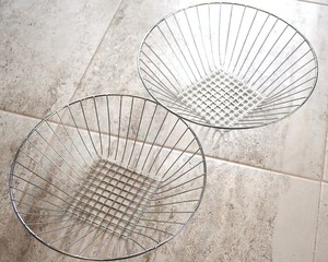 Vintage Metal <b>Square</b> to Circle Egg <b>Basket</b>/Bowl Geometric Minimalist Modern Kitchen Decor - Product Image 5