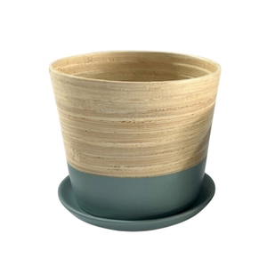 Support de plante en bambou tressé au design épuré avec soucoupe, pot de fleurs d'extérieur artisanal, prix de gros du Vietnam - Product Image 1