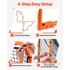 Porta da lacrosse portatile 6x6 con telaio in acciaio, pieghevole, attrezzatura per allenamento lacrosse da giardino, montaggio rapido e facile - Product Image 6