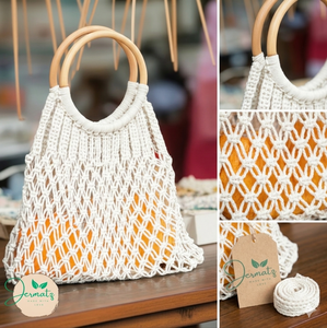 Bolso tote bohemio de yute tejido, bolso tote con asa de madera, bolso tote con diseño calado, bolso tote de playa decorado con borlas - Product Image 1