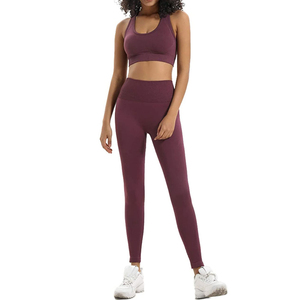 High Quality Seamless Solid Women Yoga Set Eco-Friendly Breathable SpandexPolyester 2 Piece Hot Selling for Women - Product Image 1