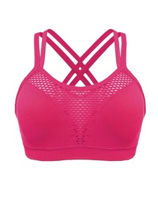 High Elasticity Yoga <b>Bra</b> Top Women Ventilated Mesh Front Panel Strappy <b>Open</b> Back Activewear Running Jogging Workout Vest - Product Image 4