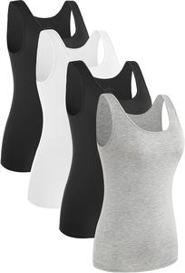 Camiseta sin mangas para mujer, de punto, color liso, cuello redondo, informal, transpirable, de elastano y poliéster, sin mangas, largo regular - Product Image 6