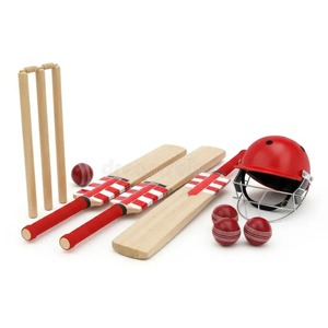 Set Clásico de Bate de Cricket de Madera con Casco Rojo y Pelotas para el Juego de Cricket - Product Image 6