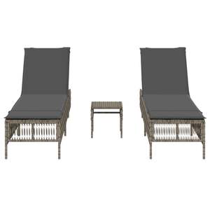 Ensemble de 3 chaises longues standard en rotin PE gris - Product Image 3