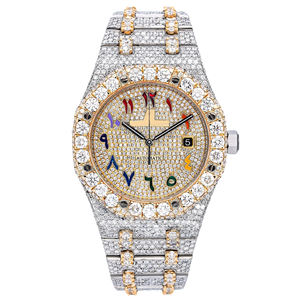 Reloj de Cuarzo de Acero Inoxidable con Moissanita Iced Out y Diamantes VVS, Diseño Hip Hop de Lujo, Correa de 20mm y Esfera de Cristal - Product Image 1