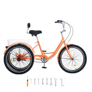 Triciclo Cruiser in Acciaio al Carbonio da 26 Pollici con Cestino Regolabile e Corpo Chiuso per Adulti - Product Image 1