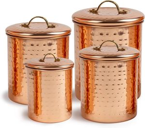 Recipiente de Almacenamiento de Cobre Martillado a Mano con Tapa, Contenedor Vintage para Cocina, Organizador de Despensa para Té, Café, Azúcar y Alimentos Secos, Decoración para el Hogar - Product Image 2