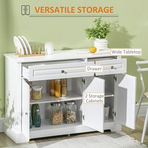 Credenza Moderna Bianca con 2 Cassetti e Ripiani Regolabili per l'Ingresso - Product Image 4