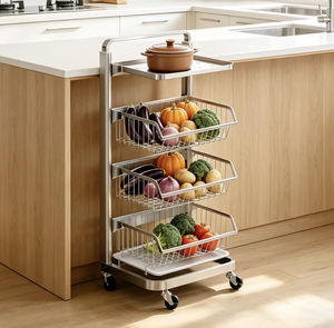 Stainless Steel Bathroom Rolling Cart Mobile Storage <b>Trolley</b> for Shampoo Bottles Towels Shower Organizer Rack - Product Image 4