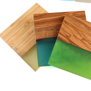 Custom Home Decor <b>Drink</b> Pads Luxury Epoxy Resin and Olive Wood Square <b>Coaster</b> Mat European Style Embossed Design - Product Image 1