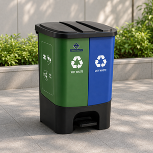 Poubelle de tri des déchets humides et secs à pédale 2026 en plastique PP pour intérieur et extérieur - Product Image 1