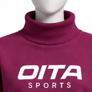 Burgundy Oversized Women Mock Neck Sweatshirt Pearl Studded Sleeve Pullover Casual Streetwear Loose Fit Long Sleeve <b>Winter</b> <b>Top</b> - Product Image 3