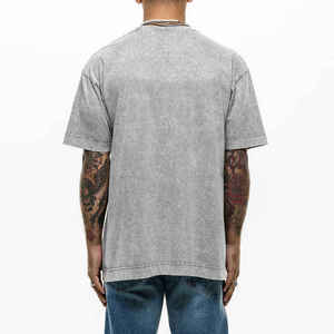 เสื้อยืดคอตตอน 100% ล้างสีแบบแอซิด ดีไซน์ใหม่ ใส่สบาย แห้งเร็ว เสื้อยืดล้างสีแบบแอซิด ดีไซน์ใหม่ สำหรับผู้ชาย - Product Image 3