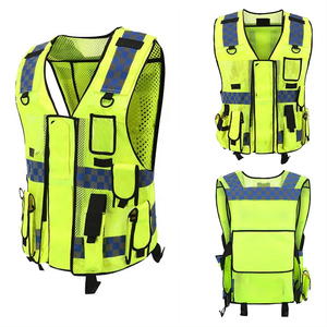 Golden Weather Safety Hi-Vis Reflective Vest Workwear Multi-Pocket Design 100% Polyester Mesh Customizable Color Guard Uniform - Product Image 3