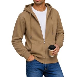 Sudadera con capucha y cremallera para hombre, de algodón y forro polar, con bolsillos tipo canguro, para colecciones de ropa urbana de marca privada. - Product Image 3