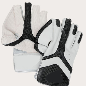 <b>White</b> Half Finger <b>Cricket</b> Gloves PVC Leather Seamless Woven Snap Closure Right Handed Lightweight Extra Grip Sports Training - Product Image 1