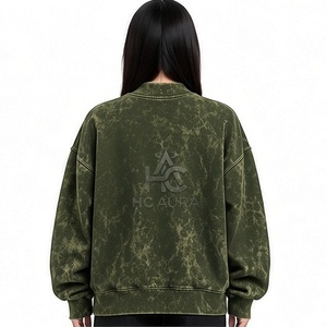 Sweat-shirt oversize en molleton/coton délavé à l'acide, couleur noire, col montant premium, épaules tombantes, pull d'hiver style streetwear, le plus vendu - Product Image 5