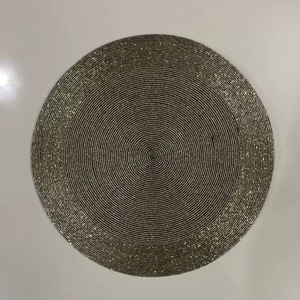 15-Inch Oval Handmade <b>Beaded</b> Plant <b>Placemat</b> Woven Embroidered Cotton Jacquard Technique Anti-Slip Washable Eco-Friendly Home - Product Image 5