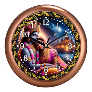 Horloge murale promotionnelle Shree Radha Krishna avec décor énergétique positif pour la Saint-Valentin et le Nouvel An - Product Image 4
