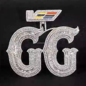 Colgante de Moissanita Blingbling Hiphop de Plata Esterlina 925, Colgante Personalizado con Letra/Nombre, Colgante de Moissanita Personalizado Iced Out - Product Image 6