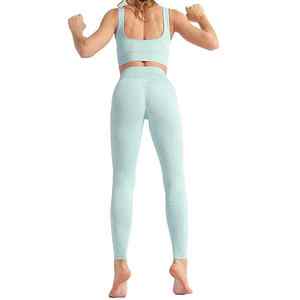 Conjunto de yoga para mujer, ropa deportiva sin costuras, conjunto de entrenamiento con control de abdomen, conjunto de fitness al por mayor - Product Image 3