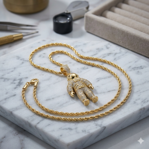 Hip Hop Retro Style Custom Astronaut <b>Pendant</b> Necklace 10K <b>Solid</b> <b>Gold</b> Unique Lab Grown Diamond iced Space lover Fashion <b>Pendants</b> - Product Image 3